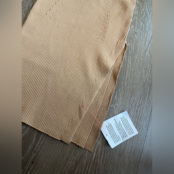 Topshop Ribbed Midi Skirt Bodycon High Waist Slit - Picture 4 of 6